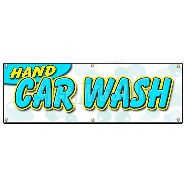 Signmission HAND CAR WASH BANNER SIGN detail wax car wash clean auto service B-72 Hand Car Wash - main